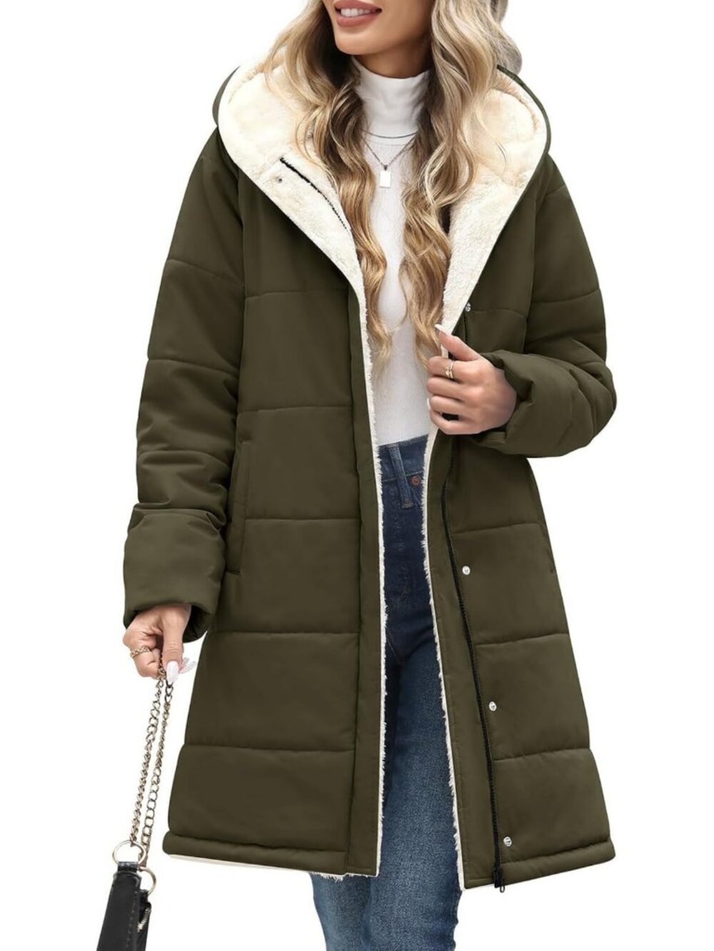 Cozy Women's Hooded Winter Down Coat | Warm Fleece Puffer Parka Jacket